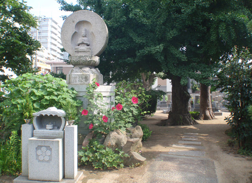 寺の入口を入ると豊かな緑が迎えてくれます。そこを抜けると墓地が広がっています。